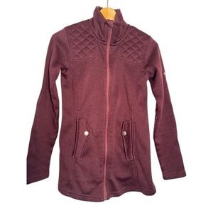 Eddie Bauer Burgundy Quilted Neck Zip Up Fleece Jacket Womens - XS